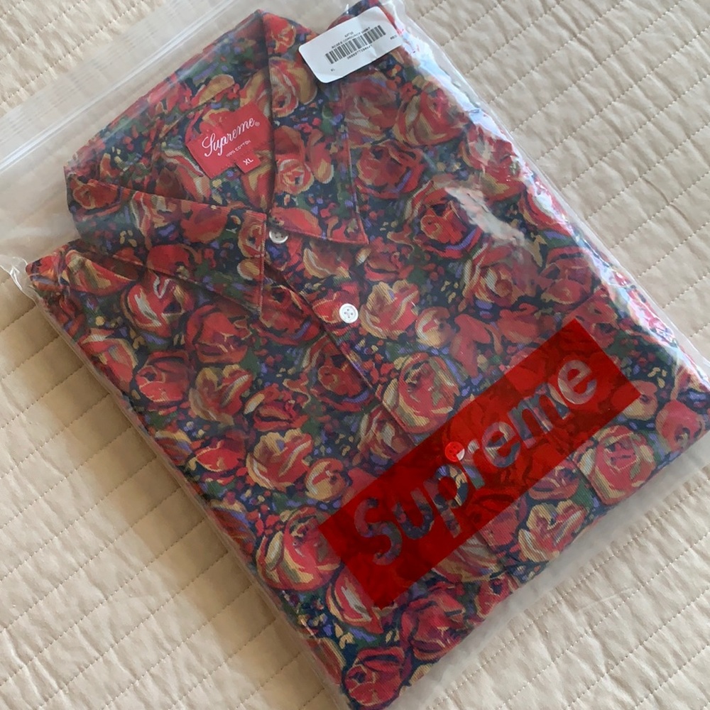 SOLD Supreme Roses Courduroy Shirt